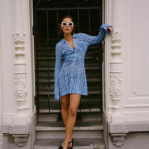 Free People Shayla Lace Mini Dress in Lavendar Fields - Picture 4 of 8